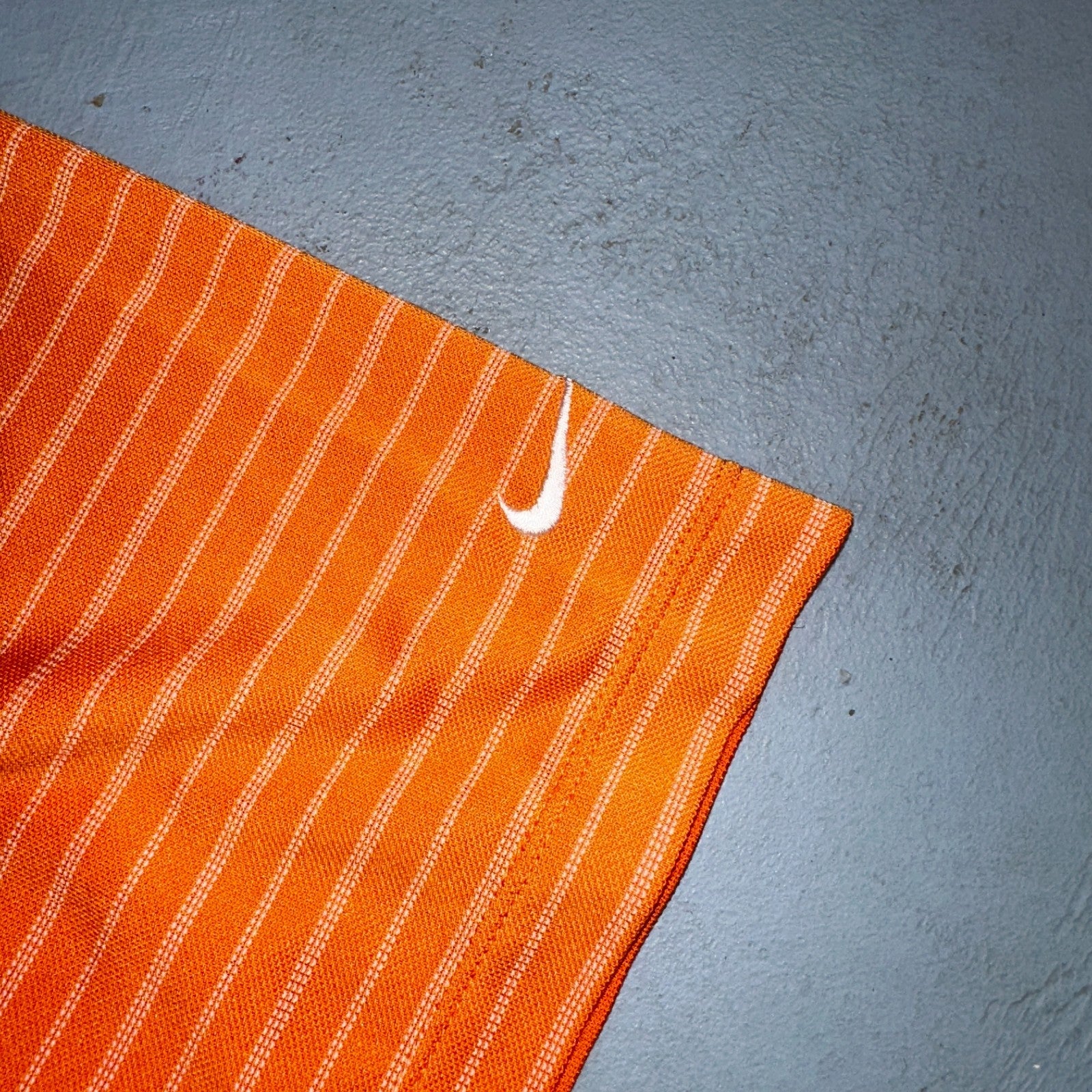 Nike Golf Dri Fit Orange Striped Polo Shirt L Large Vintage Style Sports Sun