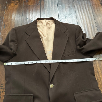 1960s 1970s Brown Sport Jacket VTG Mens Suit 44 36x28 Rockabilly Checkerboard