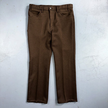 Levis 70s USA 517 36x31 Bootcut Pants Brown Polyester Slacks Vintage 35x30