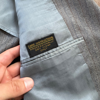 1960s 1970s Brown Striped Sport Jacket VTG Mens Suit 41 33x27 Rockabilly Wool