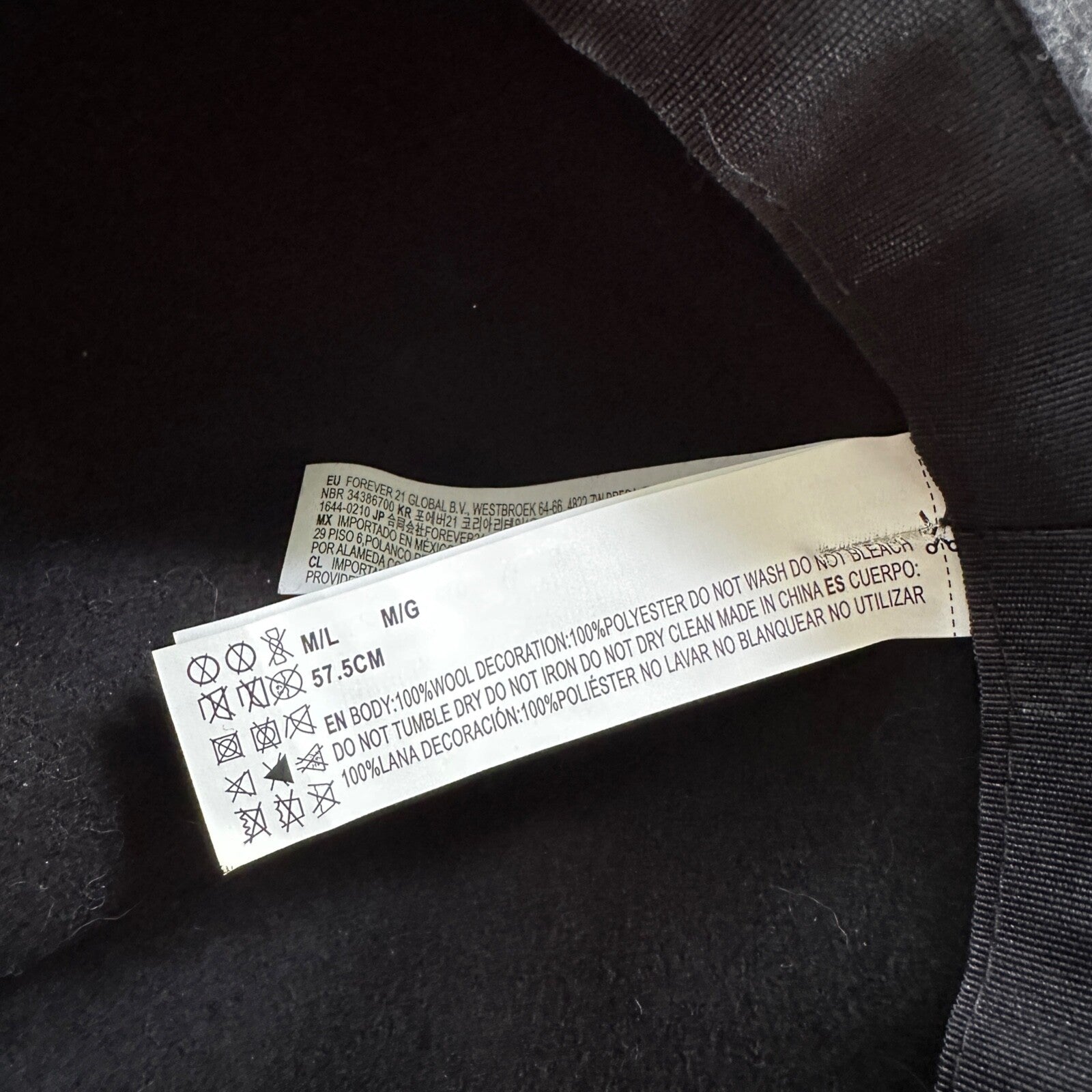 FOREVER 21 Fedora Hat Women's M/L 100% Wool Black Felt Wide Brim Cap