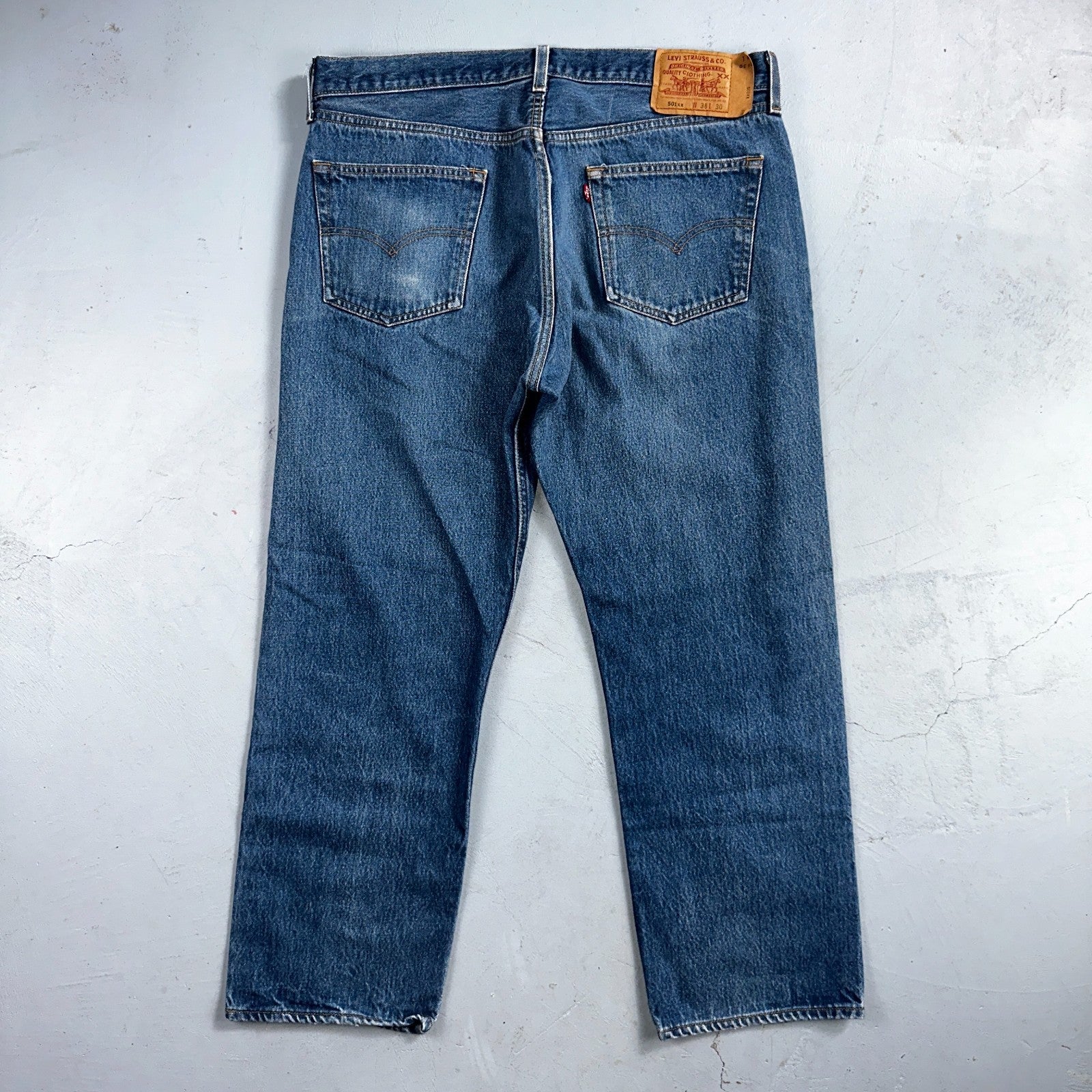 Levis 501 Vintage 90s USA XX Straight Leg Jeans Blue Med Wash 38x30 Act 36x27