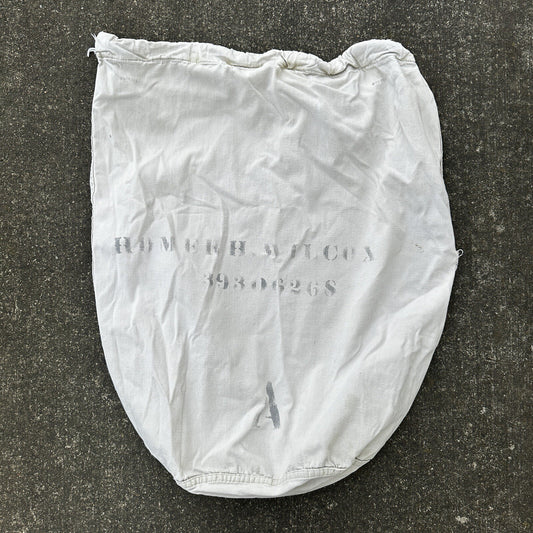 VTG WWII Canvas Garment Laundry Bag Rare Military Denim 1940s 40s 50s Stencil