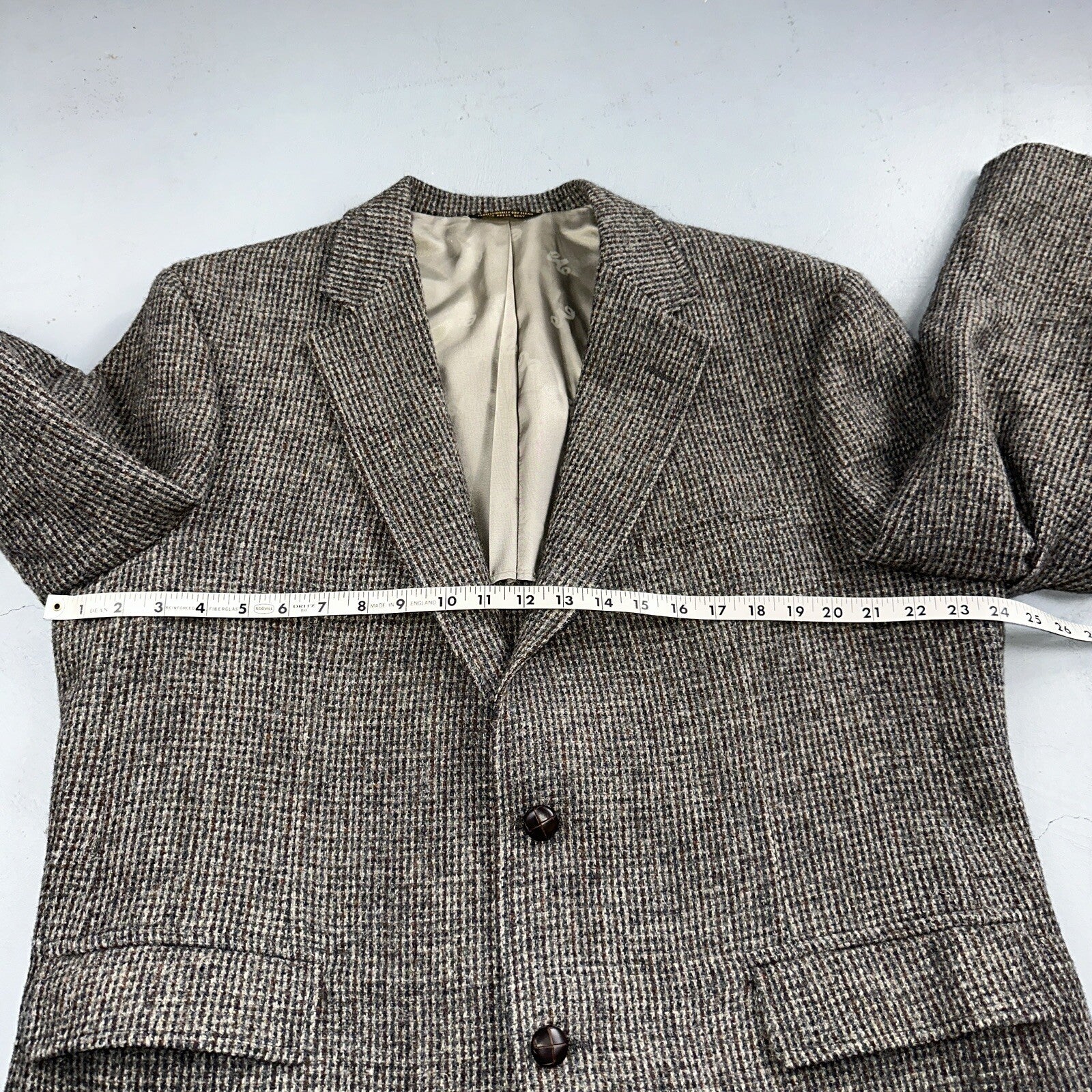Norm Thompson VTG 80s Harris Tweed Preppy Wool Herringbone Blazer Jacket 42