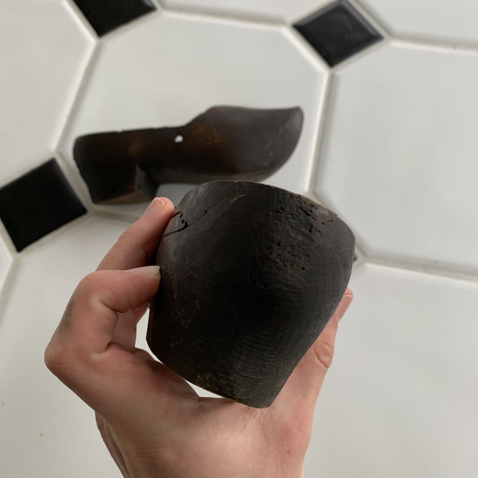 Antique Primitive Early Carved Wood Pair Clogs Shoes 1919 France Dutch Slippers