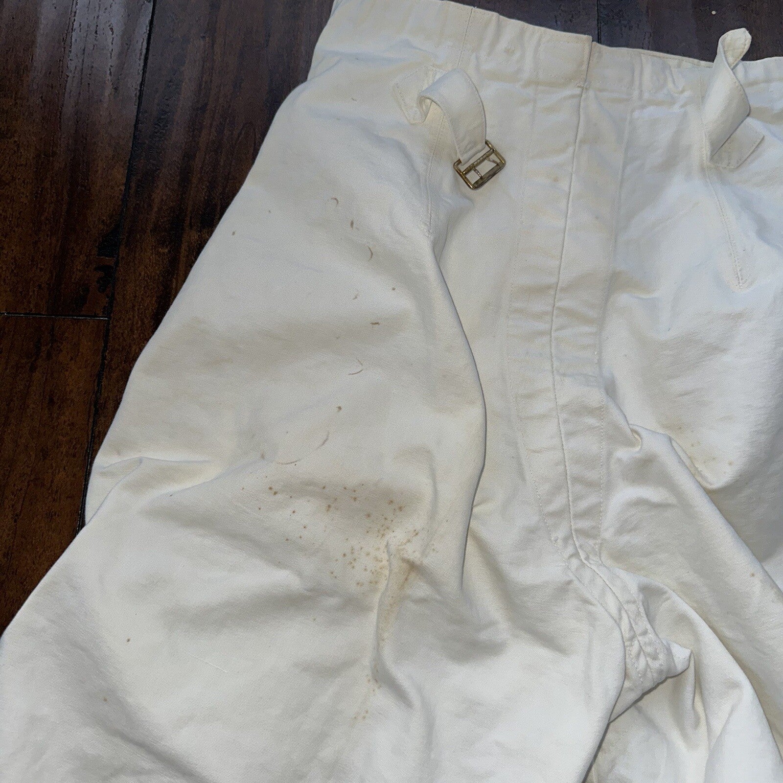 RARE VTG 1920s White Buckle Back Pants Work Wear Union 10s 30s 28x31 Navy USMA