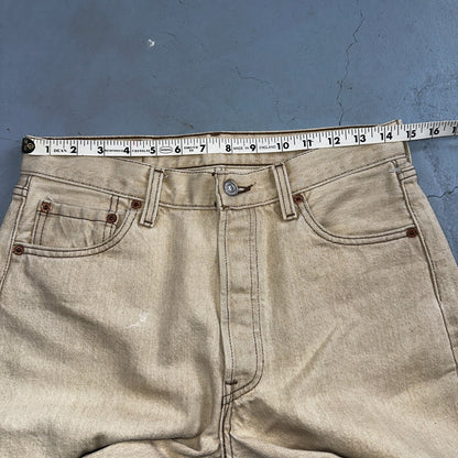 Levis 501 Vintage 90s USA XX Straight Leg Jeans Beige Light Wash 30x34 Act 29x29