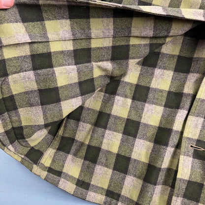 Pendleton 49er Blazer Mens L Yellow Green Wool Plaid Jacket Vintage 60s 1960s