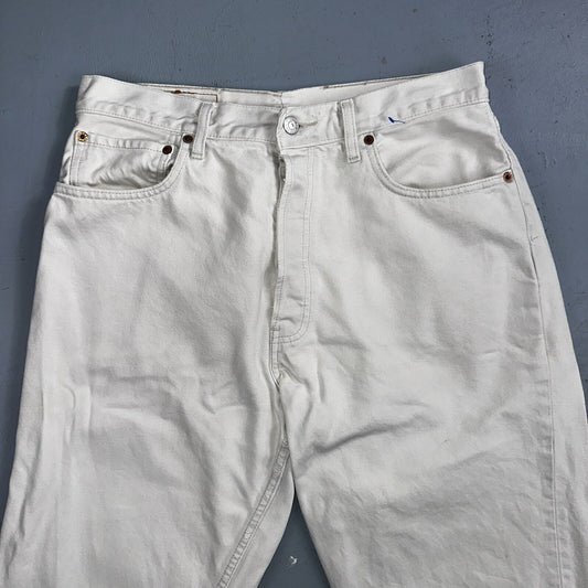 Levis 501 Vintage 90s XX Straight Jeans White Bleached 36x36 Act 30x28 Altered