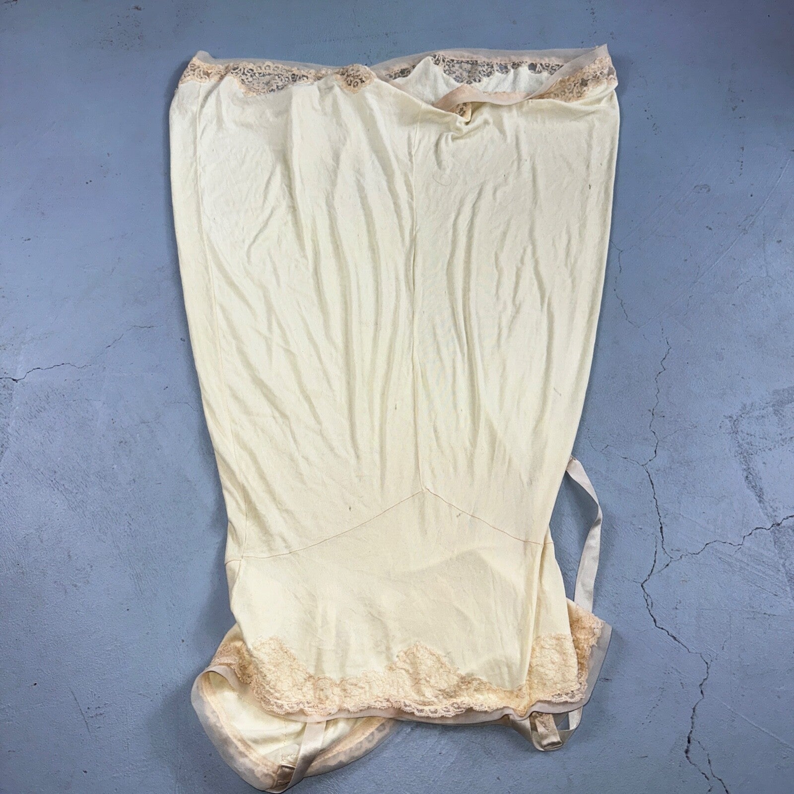 Vintage 1970s Charm Lingerie Slip Dress Sleepwear Full Sweep Nightgown Lace 70s