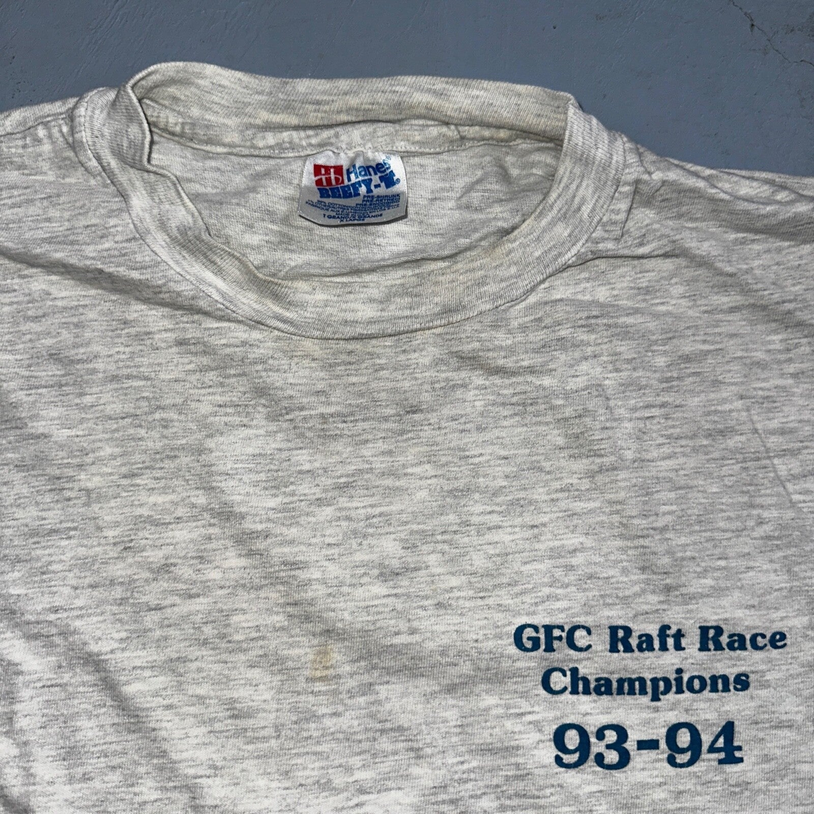 Raft Racing Hanes 90s VTG T Shirt Single Stitch Blank Funny Swimming Sports