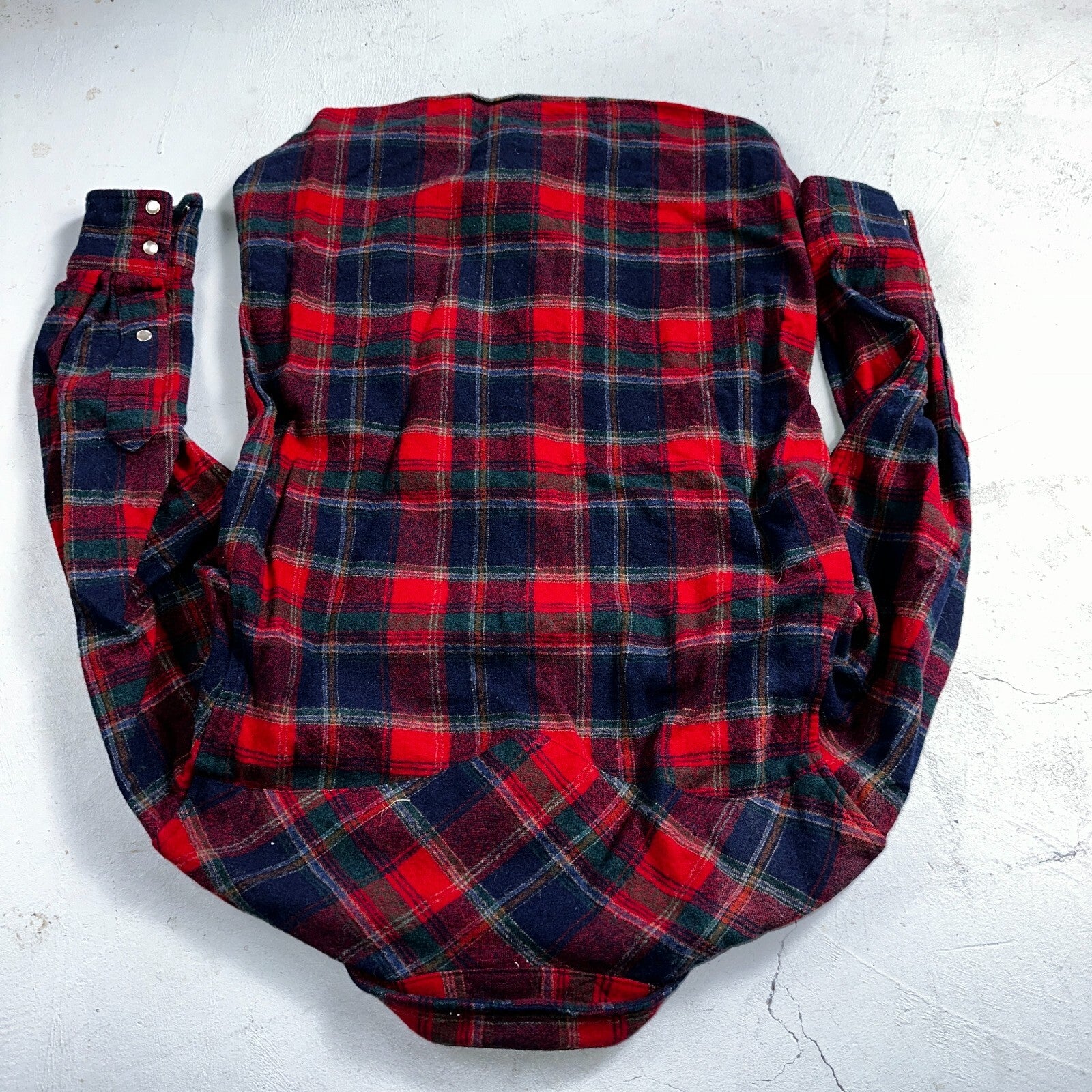 Pendleton VTG 100% Virgin Wool Western Plaid Shirt Pearl Snap Red High Grade