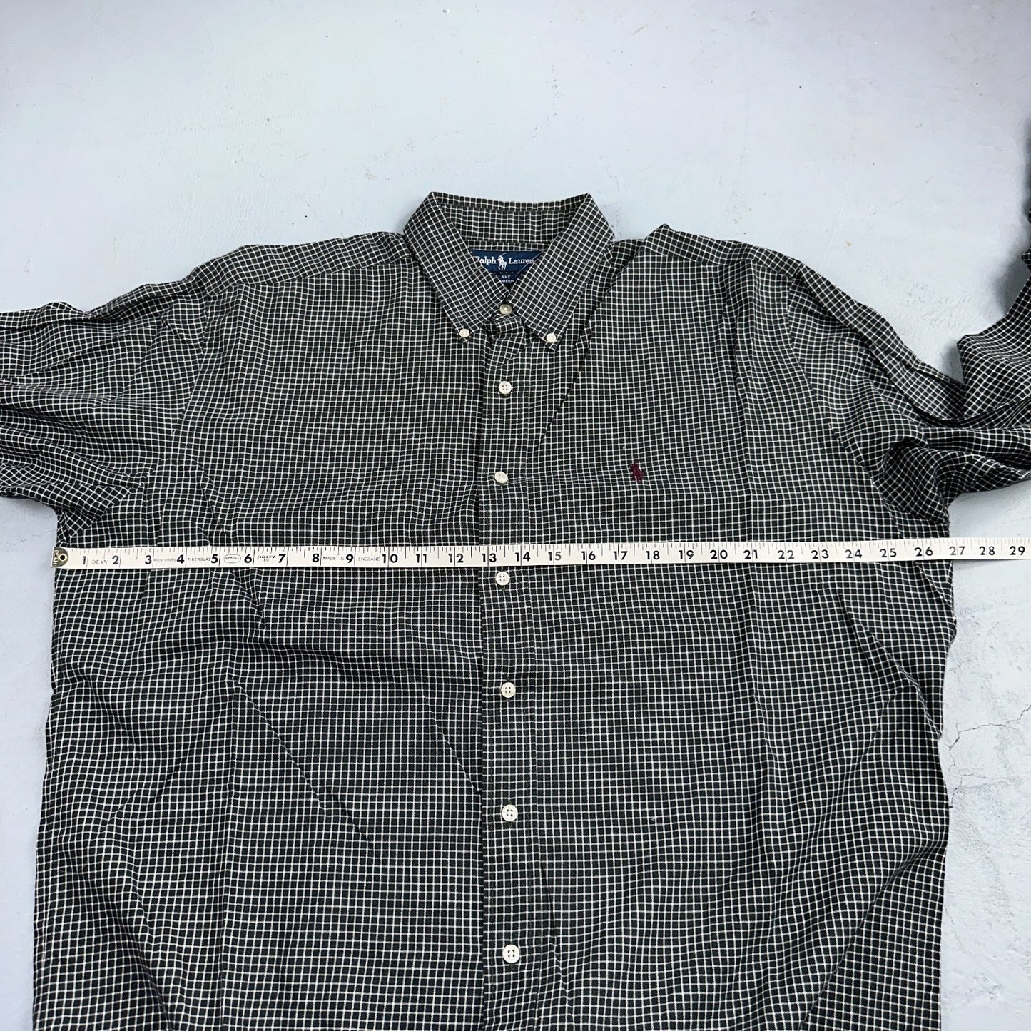 Ralph Lauren Polo VTG Button Down Shirt Men's L Black Plaid Blake Checker Board