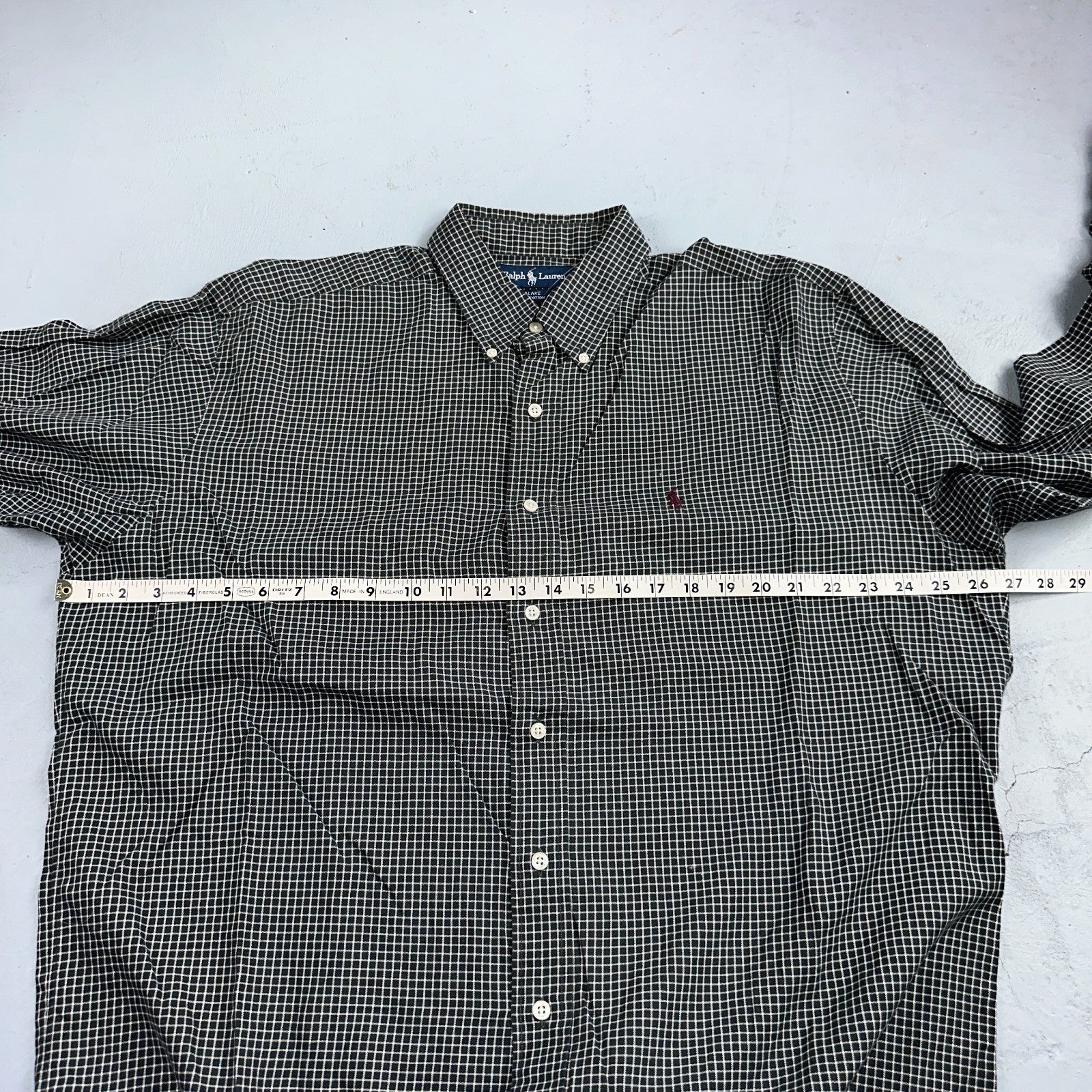Ralph Lauren Polo VTG Button Down Shirt Men's L Black Plaid Blake Checker Board
