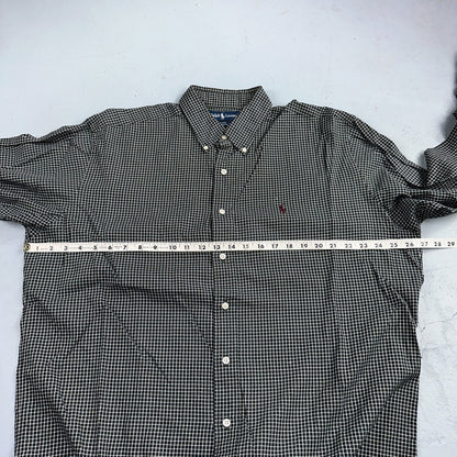 Ralph Lauren Polo VTG Button Down Shirt Men's L Black Plaid Blake Checker Board