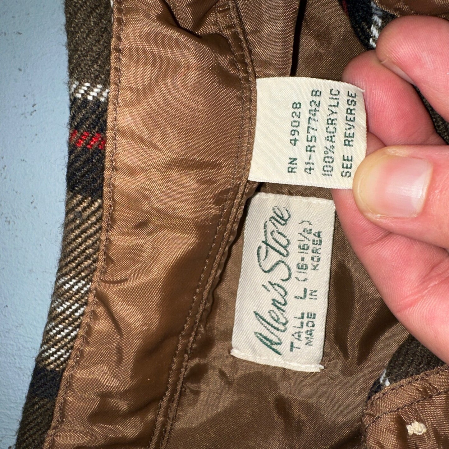 VTG Mens Store JC Penny Thick 100% Acrylic Flannel Work Shirt M 80s Plaid Brown