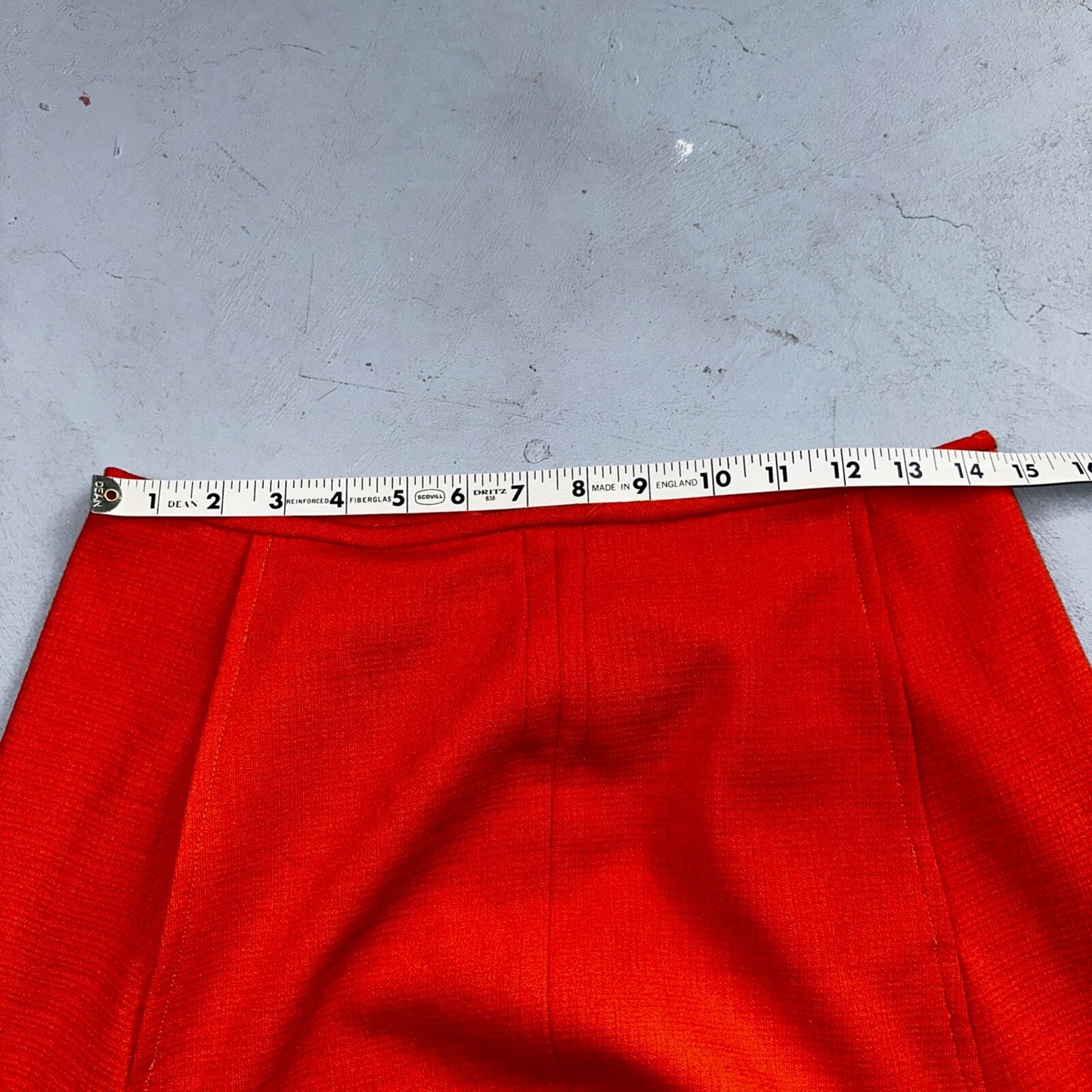 Orange Red Original Vintage Poly Pleated Skirt Rockabilly 1960s 70s 60s Simple