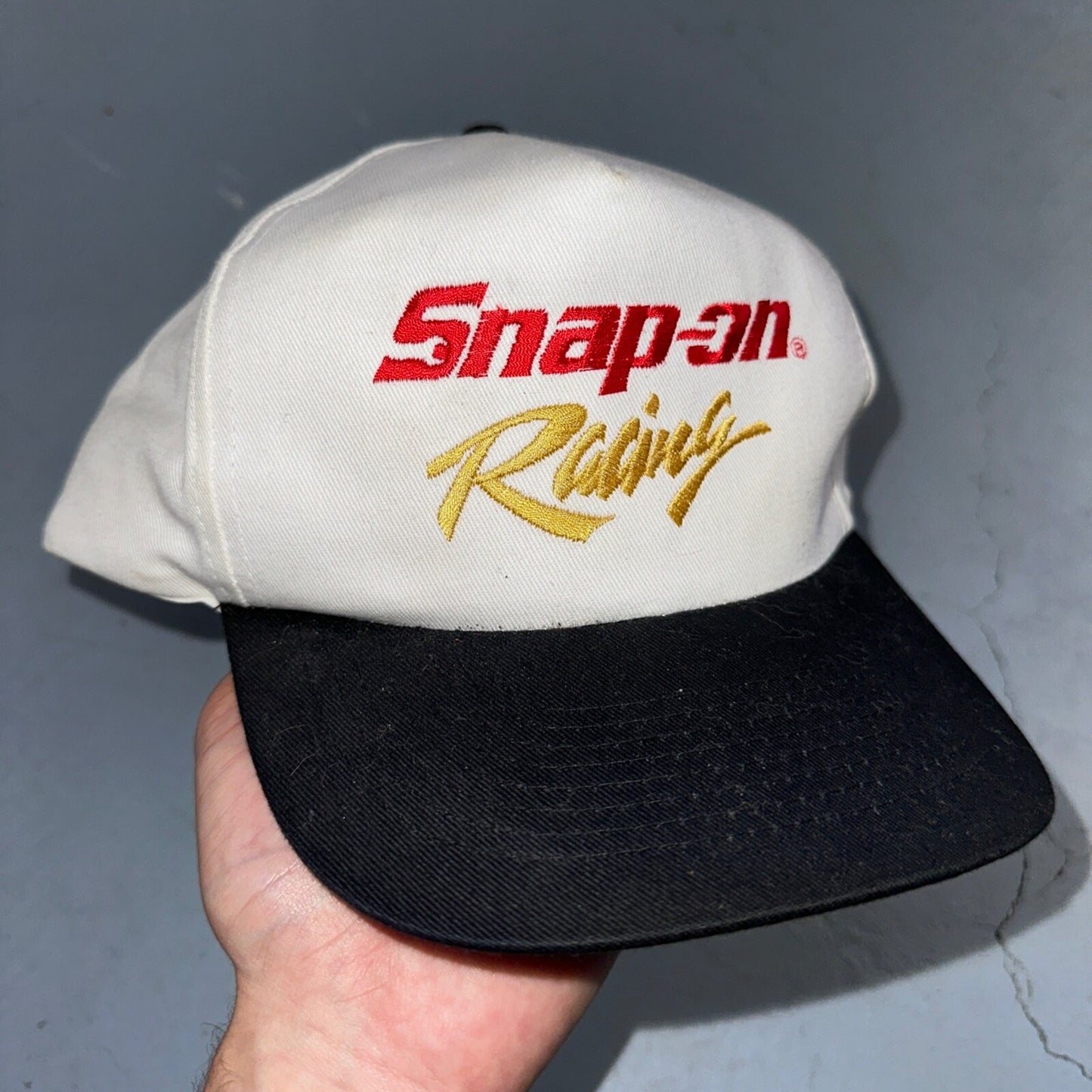 Snap On Racing White Black VTG Hat Cap Snapback Nascar Racing Cool Cars