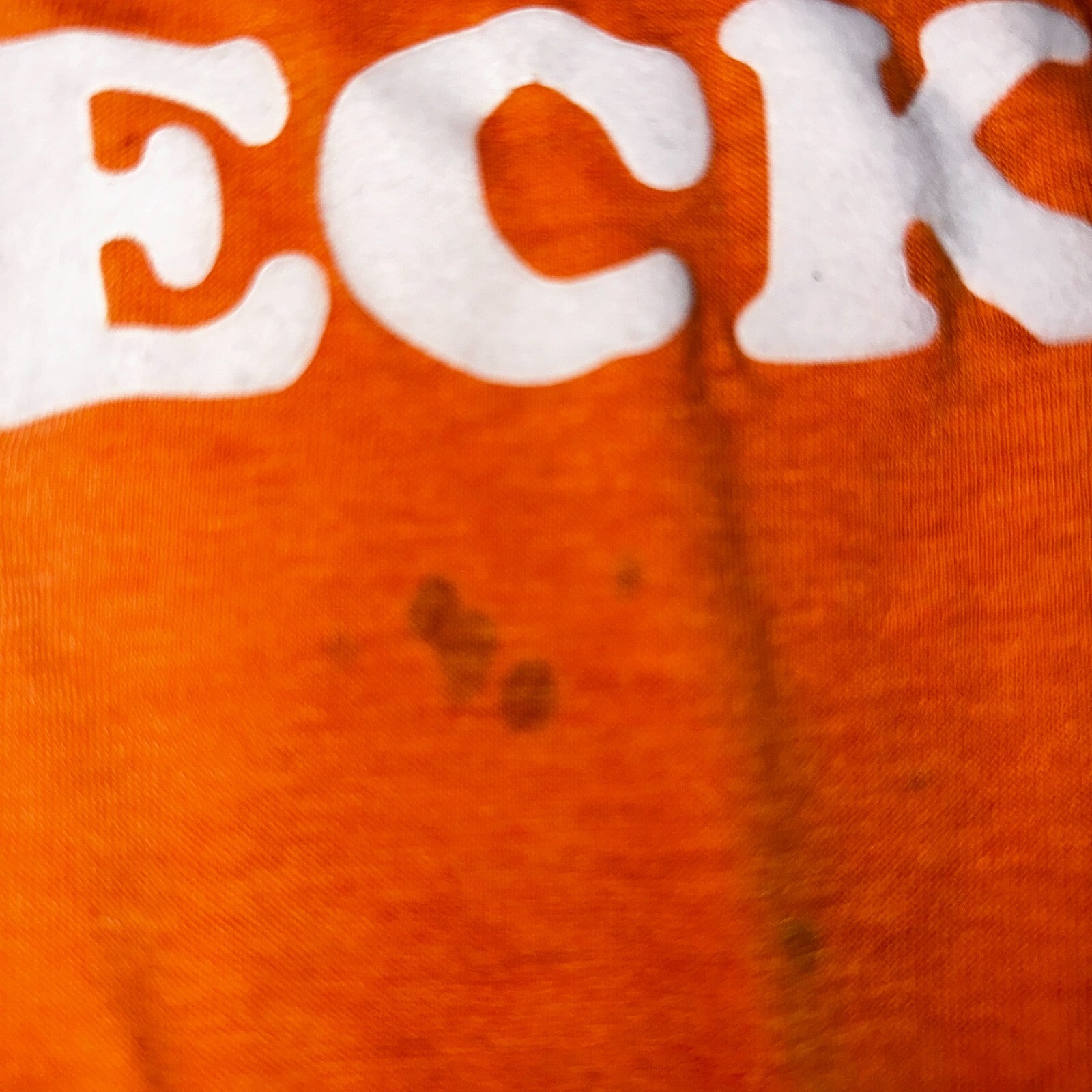 Wreck 1970s Sport VTG T Shirt Letters 70s Number 10 Orange Single Graphic Text