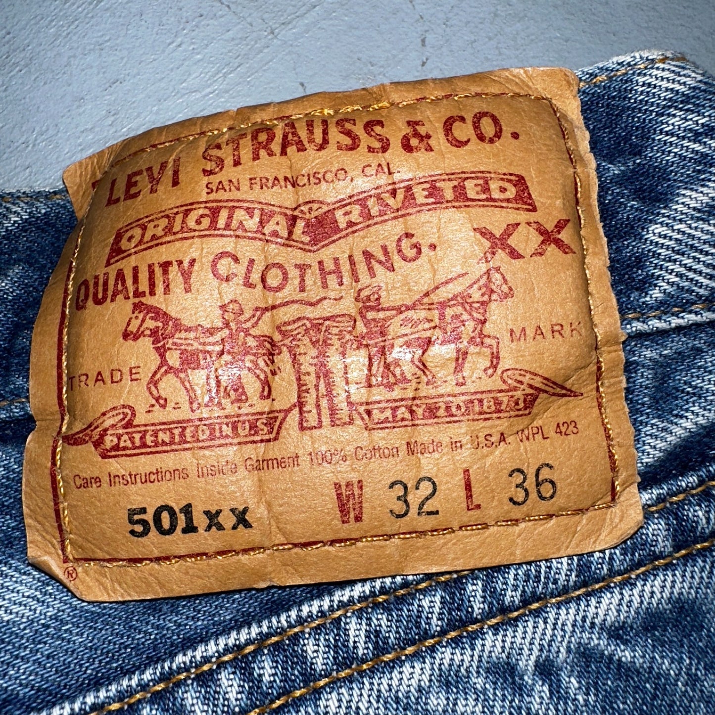 Levis 501 Vintage 90s USA XX Straight Leg Jeans Blue Med Wash 32x36 Act 29x32