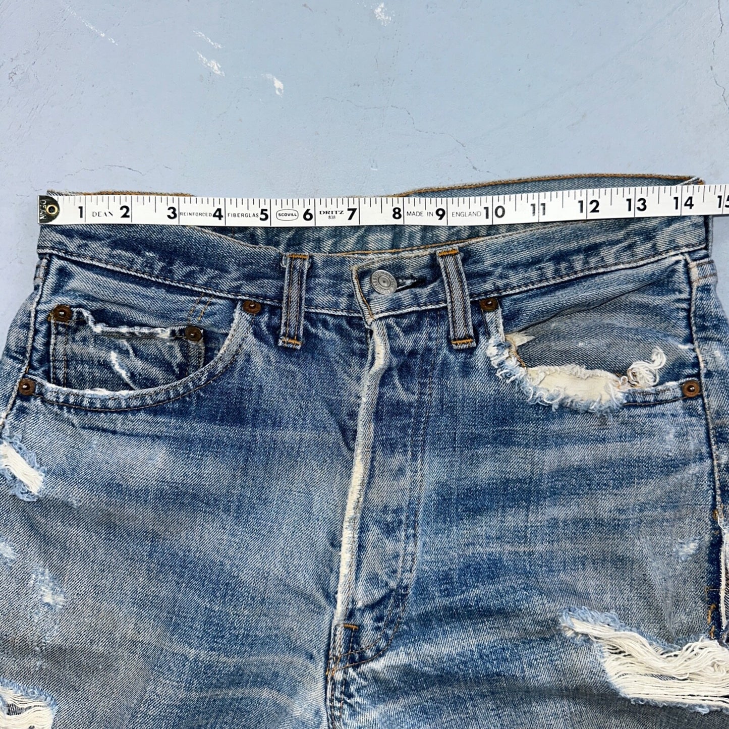 Levis 501 Vintage 70s SS Redline Selvedge USA 66 Jeans Thrashed 31x34 Act 29x30