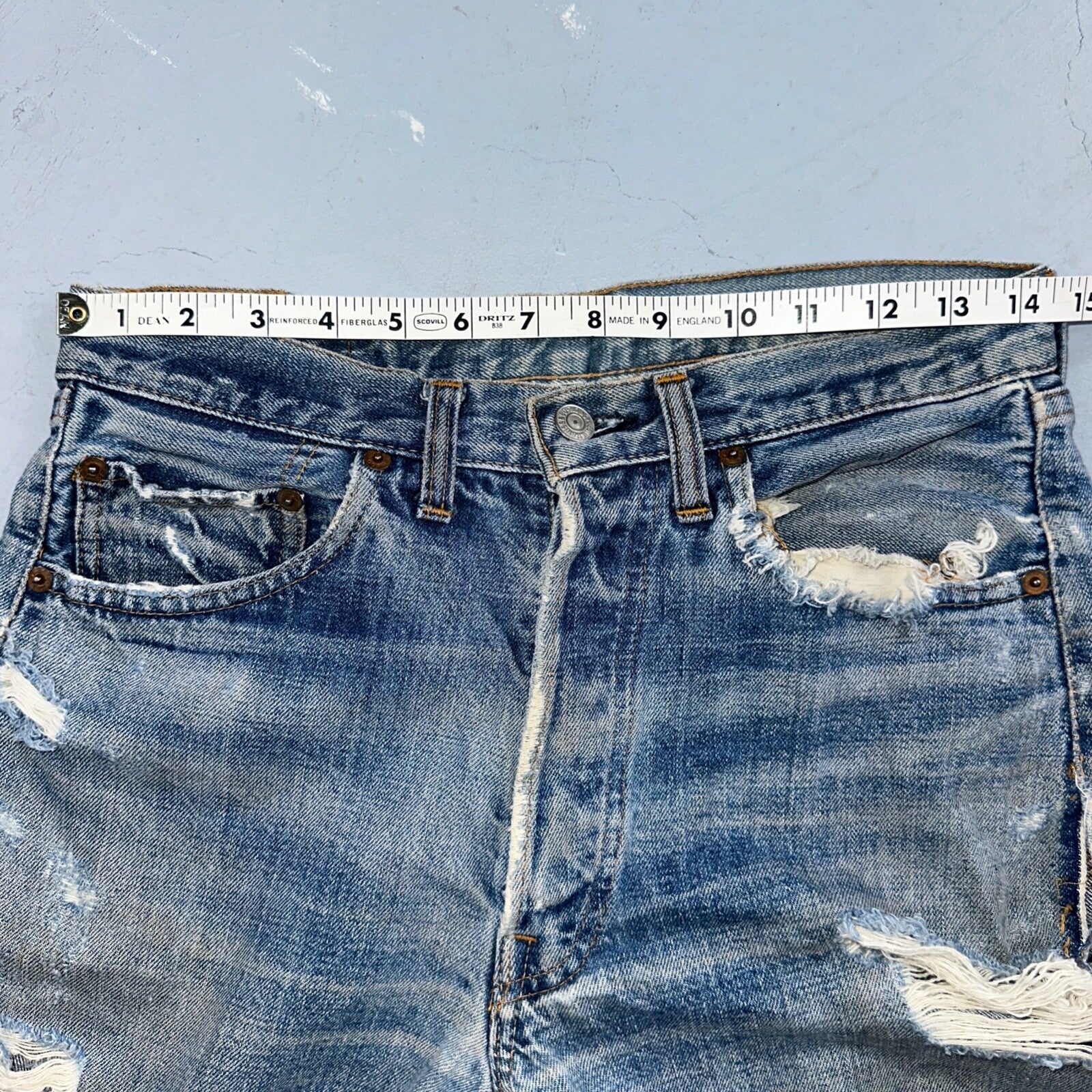 Levis 501 Vintage 70s SS Redline Selvedge USA 66 Jeans Thrashed 31x34 Act 29x30