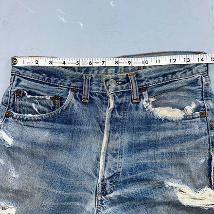 Levis 501 Vintage 70s SS Redline Selvedge USA 66 Jeans Thrashed 31x34 Act 29x30