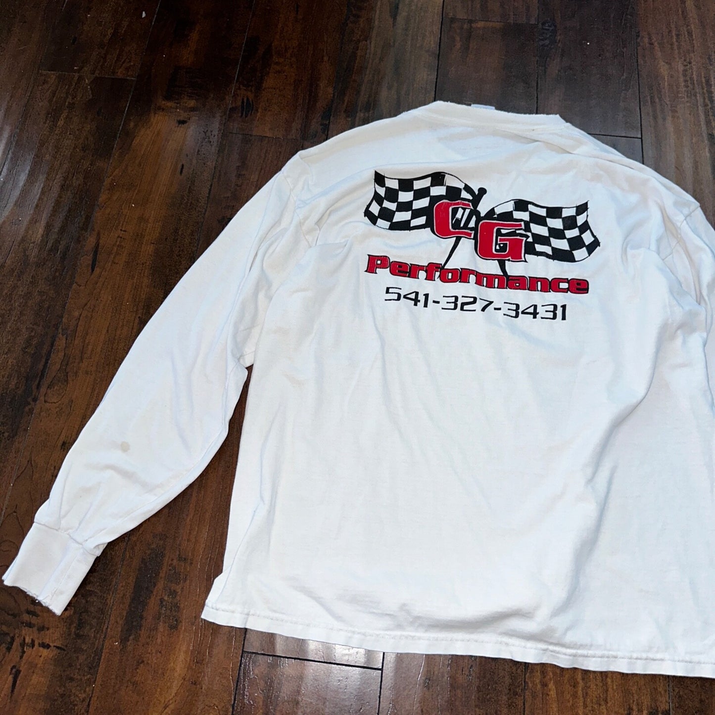 CG Racing Cars VTG T Shirt Nacar Perfomance Y2K XL Rap Thrashed Long Sleeve