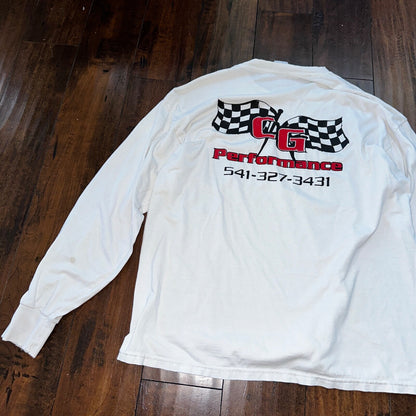 CG Racing Cars VTG T Shirt Nacar Perfomance Y2K XL Rap Thrashed Long Sleeve