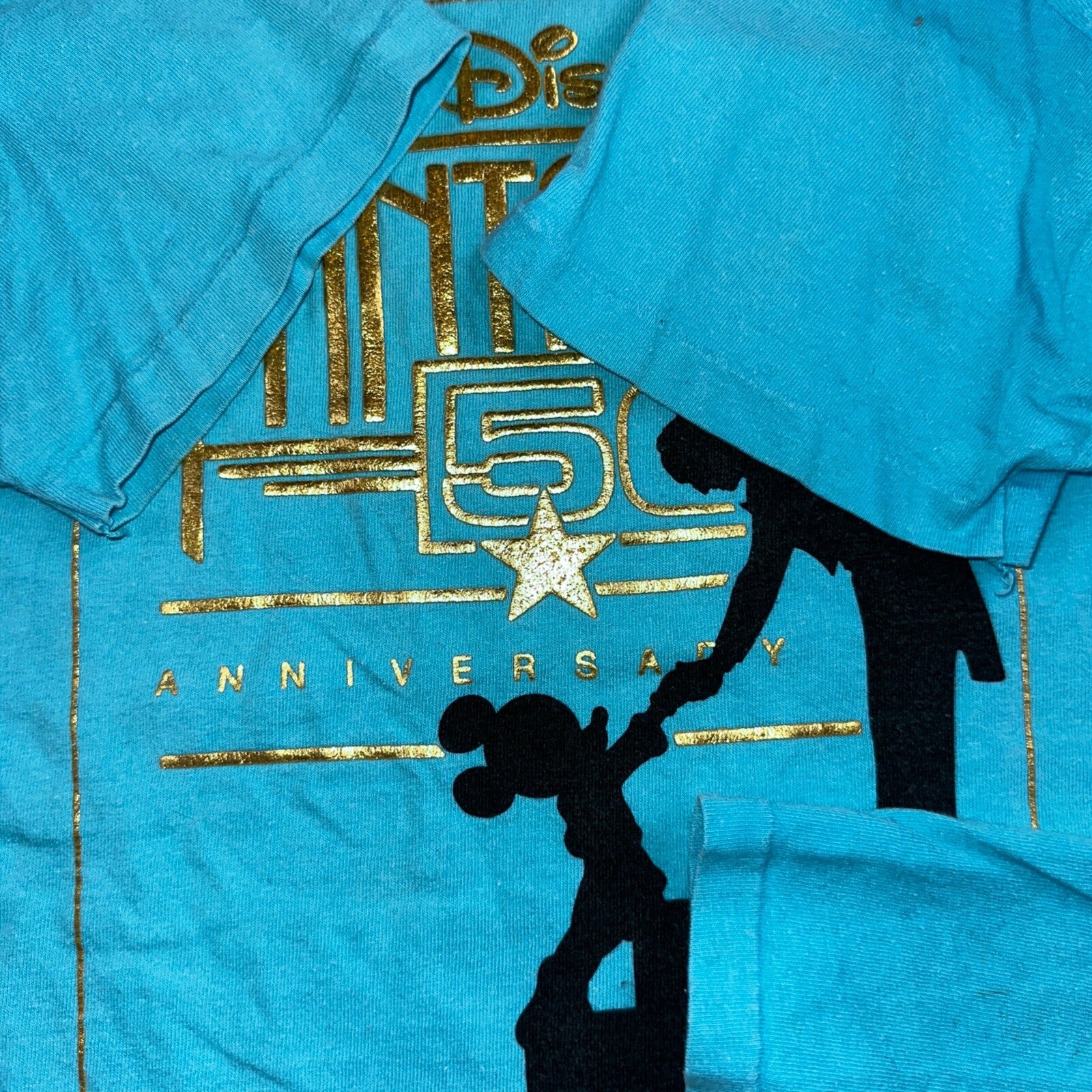 Disney Fantasia 90s VTG T Shirt 50th Anniversary Rare Blue USA Mickey Mouse