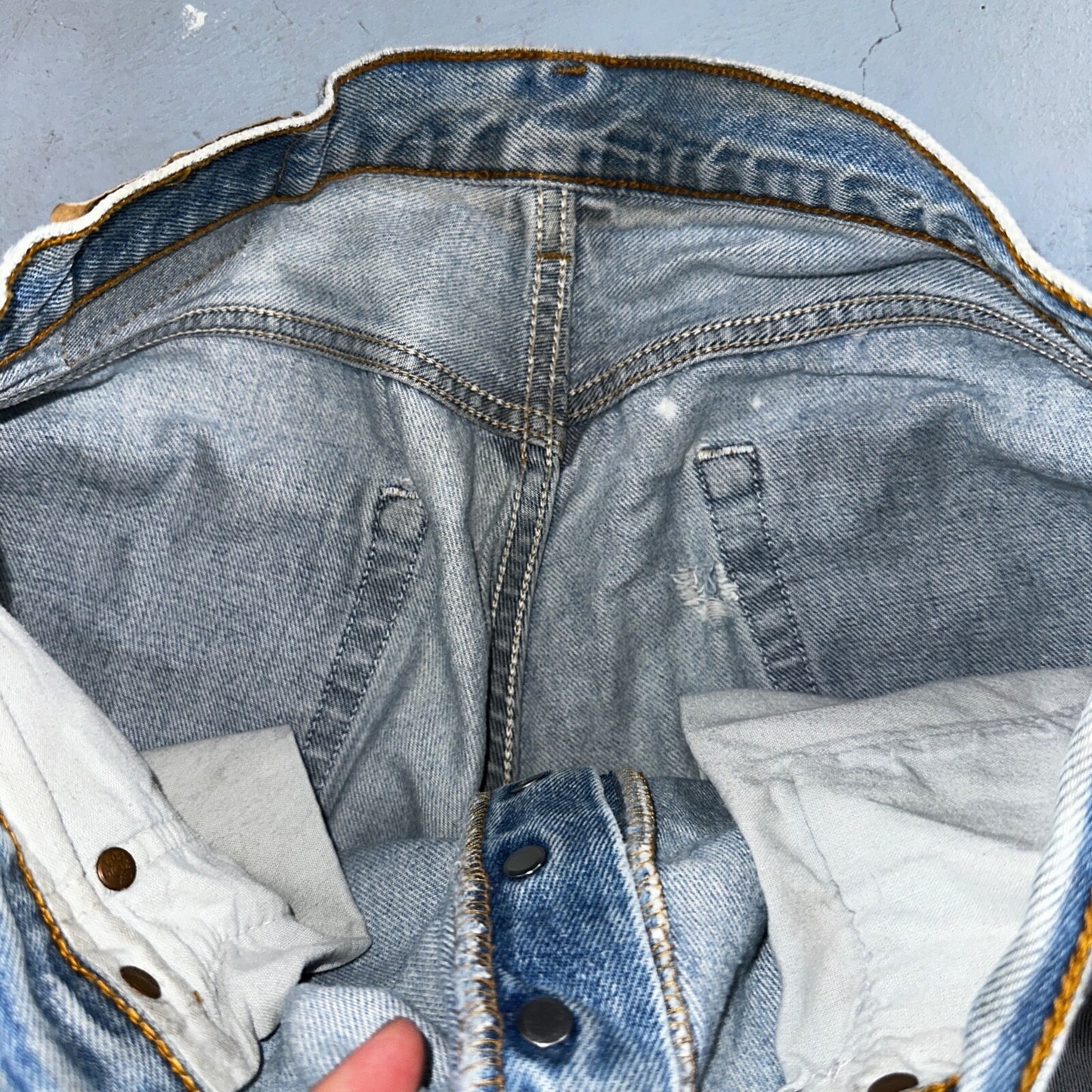 Levis 501 Vintage 90s USA XX Straight Leg Jeans Blue Thrashed 34x34 Act 33x32