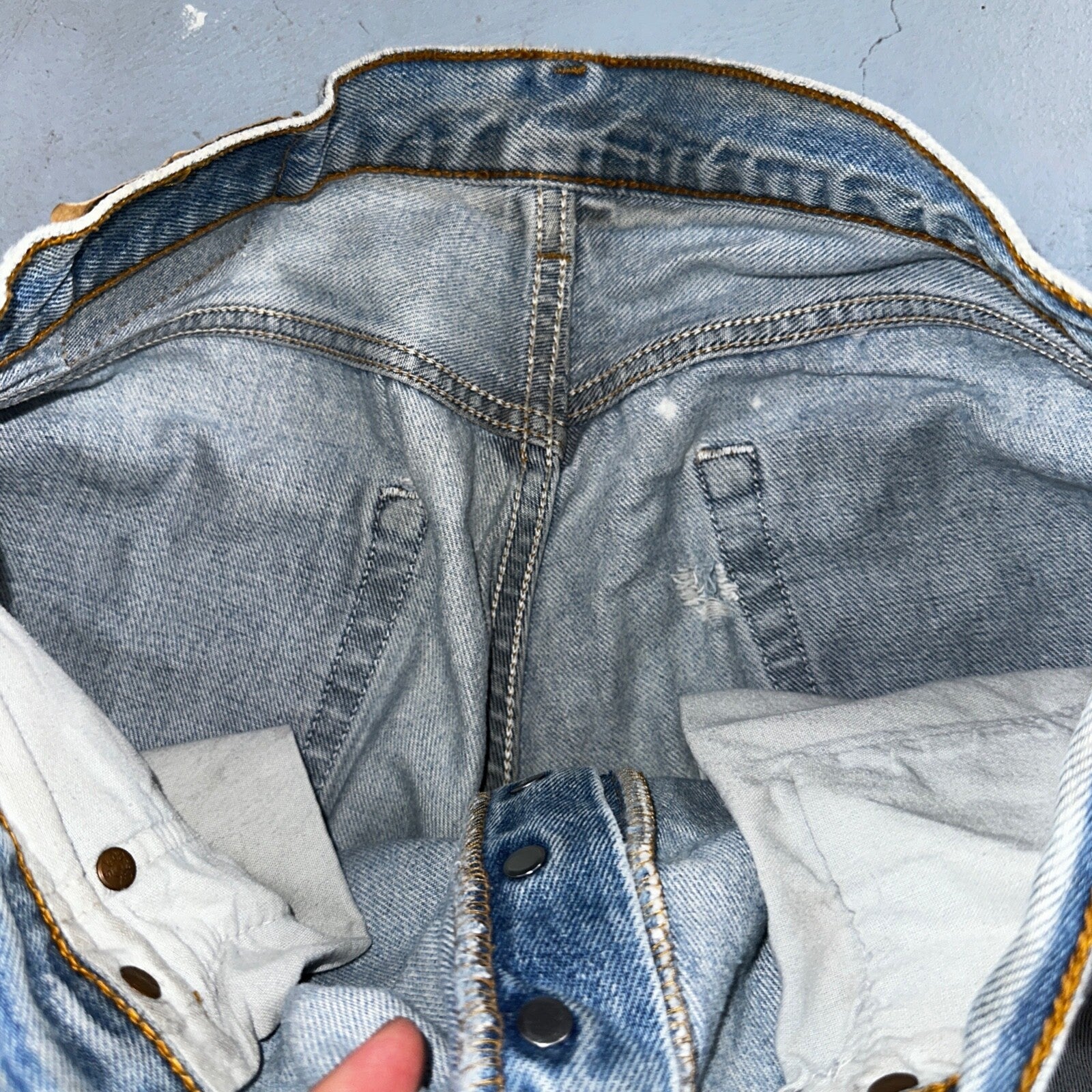 Levis 501 Vintage 90s USA XX Straight Leg Jeans Blue Thrashed 34x34 Act 33x32