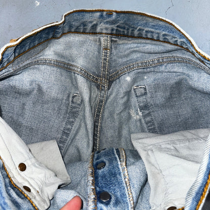 Levis 501 Vintage 90s USA XX Straight Leg Jeans Blue Thrashed 34x34 Act 33x32