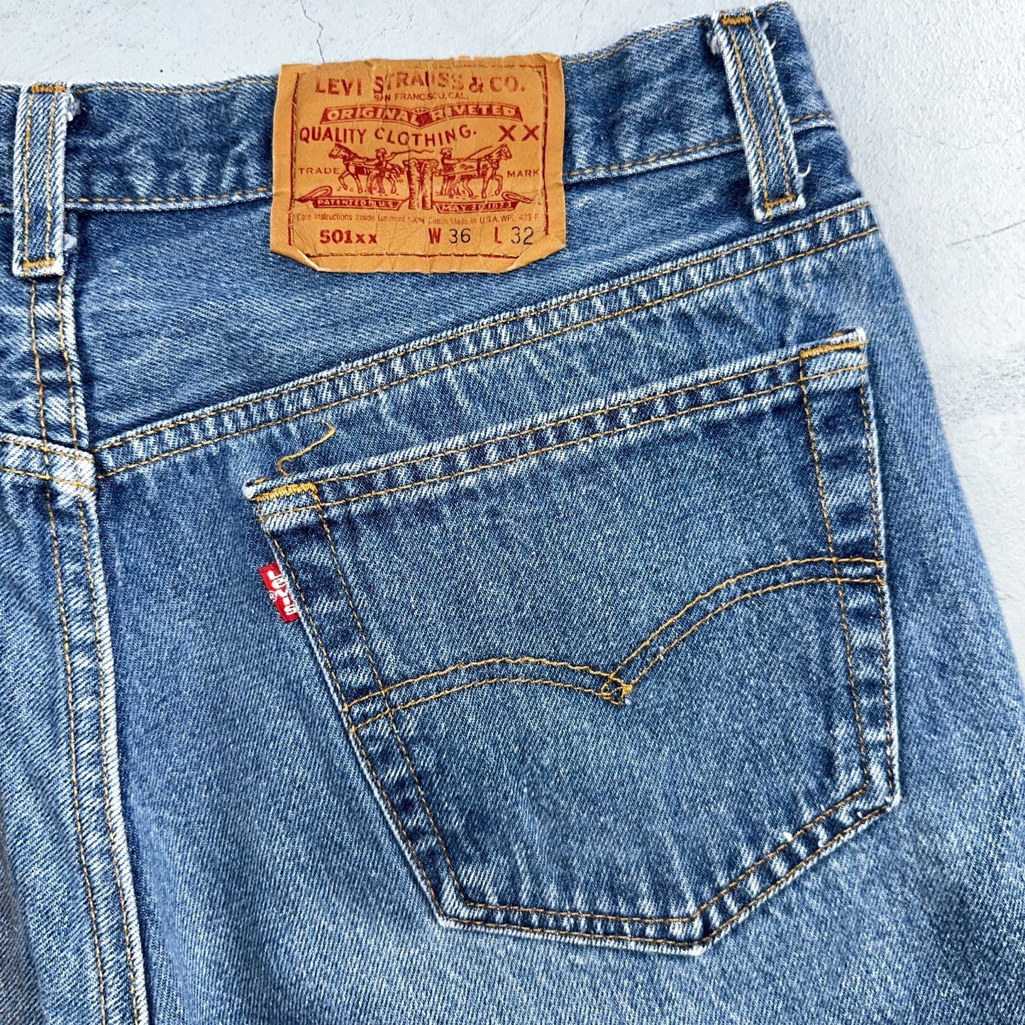 Levis 501 Vintage 90s USA XX Straight Leg Jeans Blue Med Wash 36x32 Act 32x28