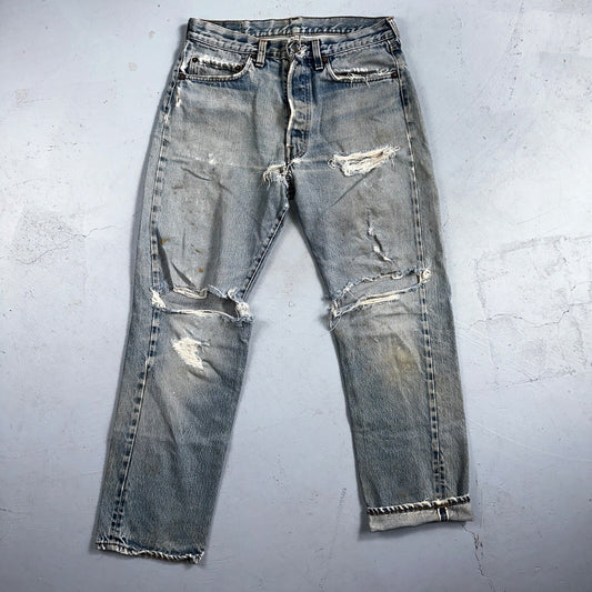 Levis 501 Vintage 80s Redline Selvedge USA XX Jeans Thrashed 33x33 Act 31x30