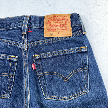 Levis 501 Vintage 90s USA XX Straight Leg Jeans Blue Dark Wash Act 24x29
