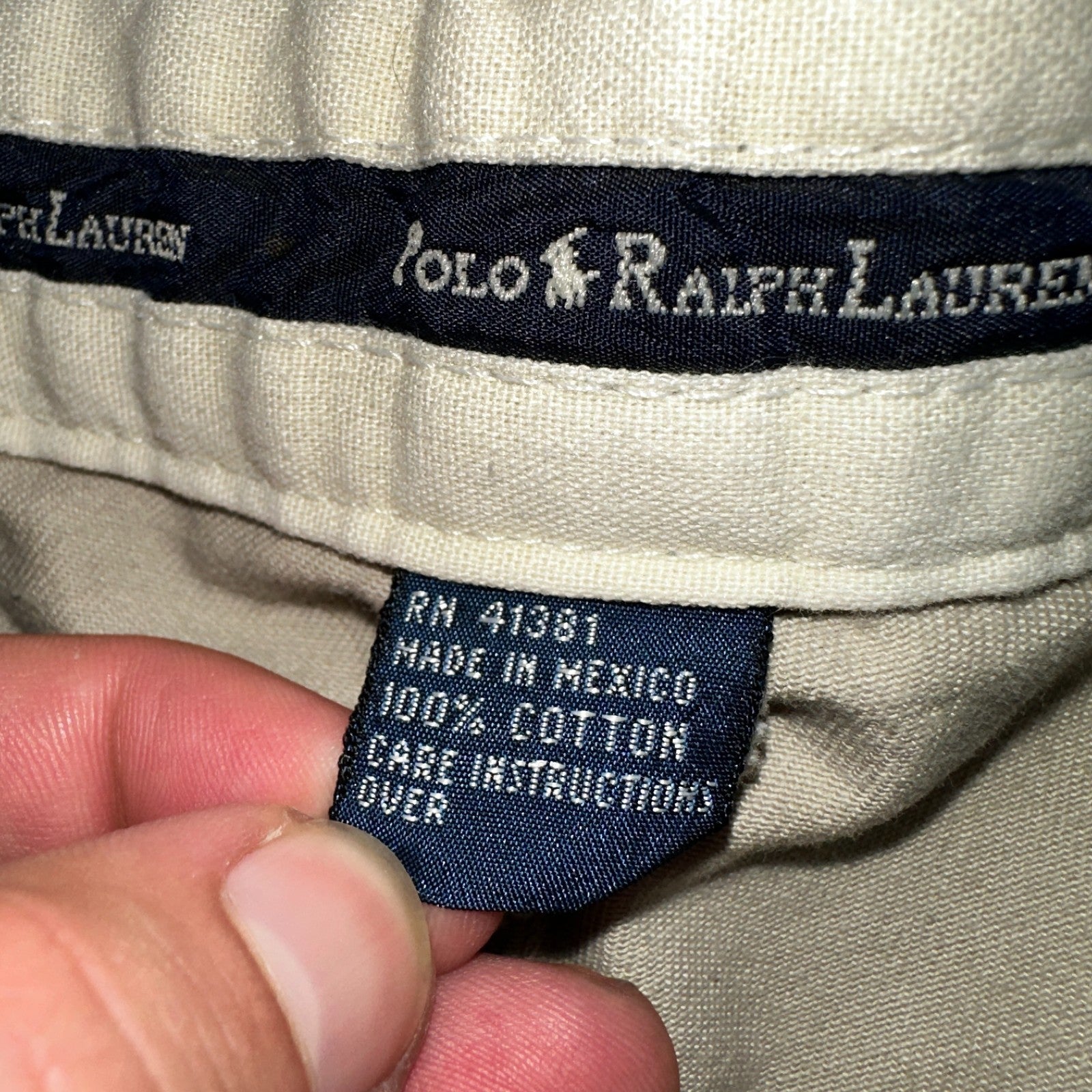 Polo Ralph Lauren Chino Pleated Shorts Mens 34 Beige Khaki 100% Cotton Vintage