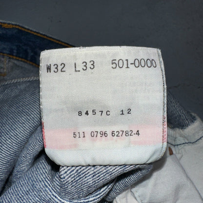 Levis 501 Vintage 90s USA XX Straight Leg Jeans Blue Med Wash 32x33 Act 29x29