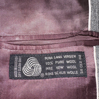 VTG Mens 2 PC Suit 41 Jacket Coat Pants Gray Rockabilly 80s Egon Von Furstenberg