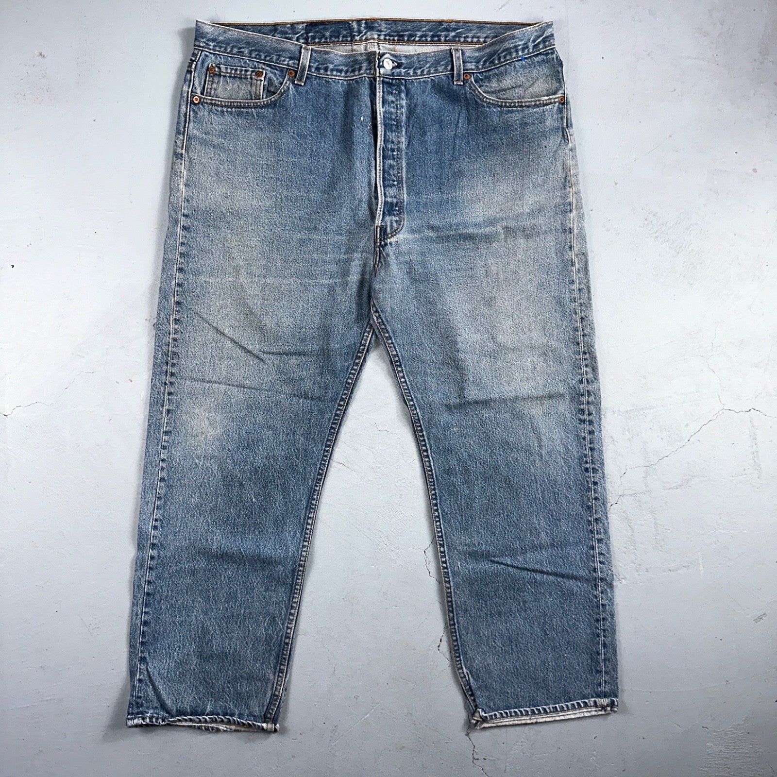 Levis 501 Vintage 90s USA XX Straight Leg Jeans Blue Light Wash 46x32 Act 42x28