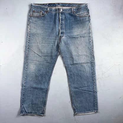 Levis 501 Vintage 90s USA XX Straight Leg Jeans Blue Light Wash 46x32 Act 42x28