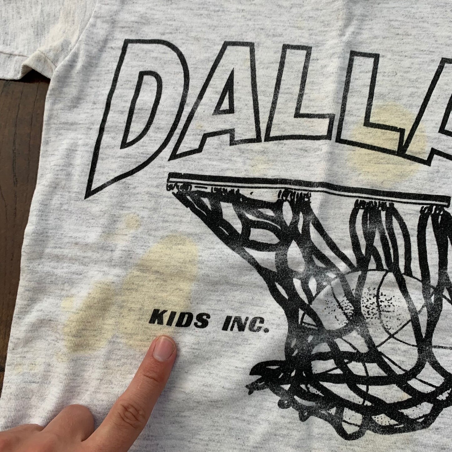 Oneita Boys Dallas Vintage T Shirt Basketball Sports Oregon Medium Gray 90s