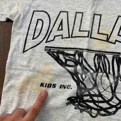Oneita Boys Dallas Vintage T Shirt Basketball Sports Oregon Medium Gray 90s