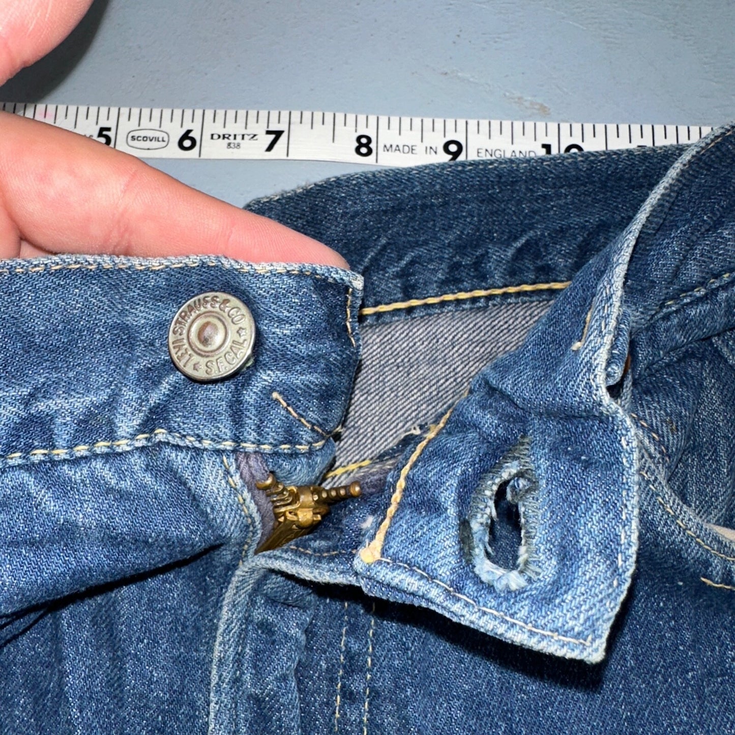 Levis 701 Big E Vintage 50s Redline Hidden Rivets USA 1950s Jeans 501 Act 26x29