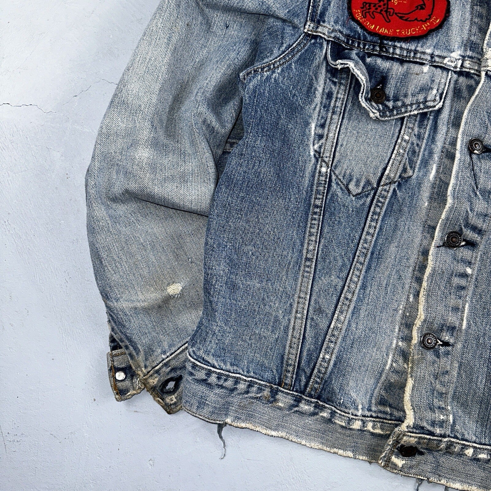 Levis VTG Denim Size 42 Type 3 III Trucker Jean Jacket Thrashed 1970s 70s Patch