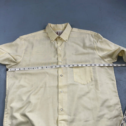 Vintage Penneys Towncraft Shirt Men 16 Penn Prest Yellow White Stripe 60s 1960s