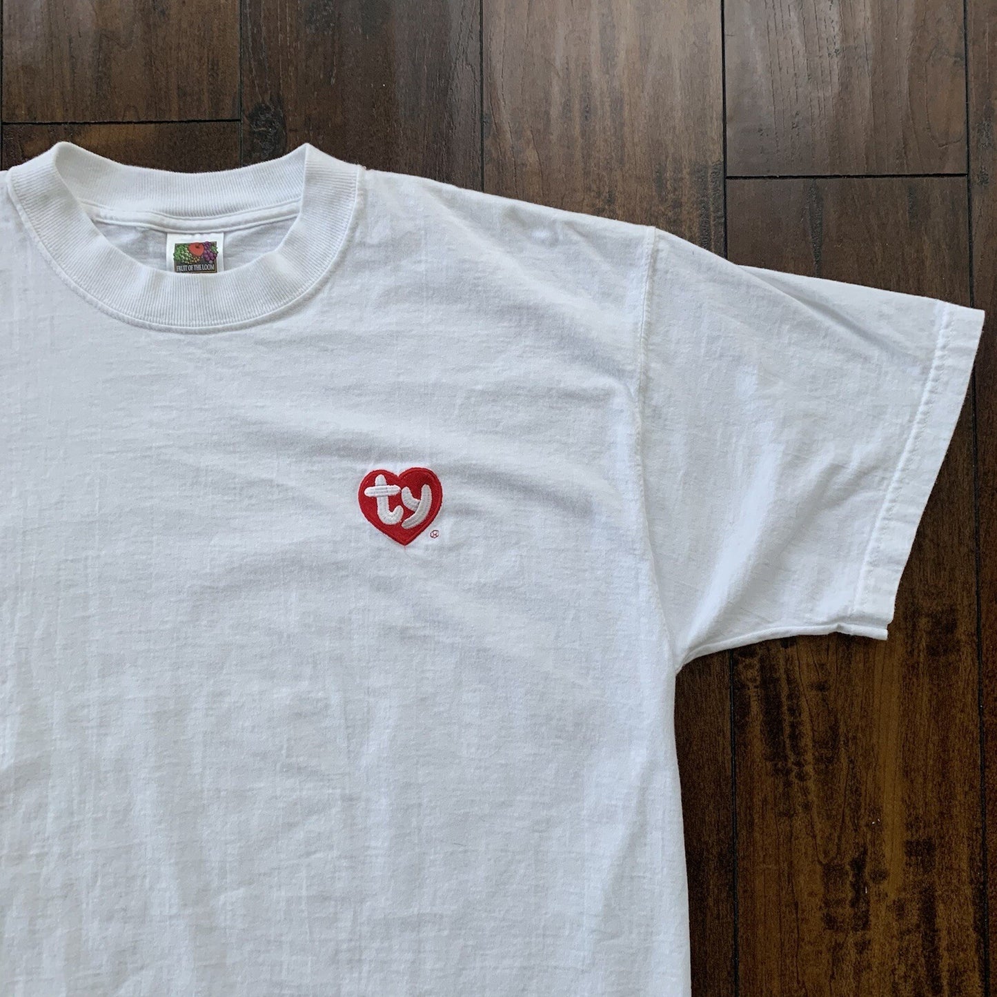 TY Beanie Baby Vintage White T Shirt 90s Employee Sample Rare 1st Gen Heart Cute