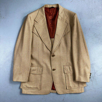 VTG Mens 3 PC Suit 40 Jacket Coat Pants Brown Rockabilly 70s 1970s Complete Fit