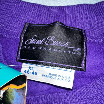 Laurel Burch VTG 1987 Pullover Fantastic Felines Purple Cat Sweatshirt XL NOS