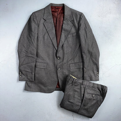 VTG Mens 2 PC Suit 41 Jacket Coat Pants Gray Rockabilly 80s Egon Von Furstenberg